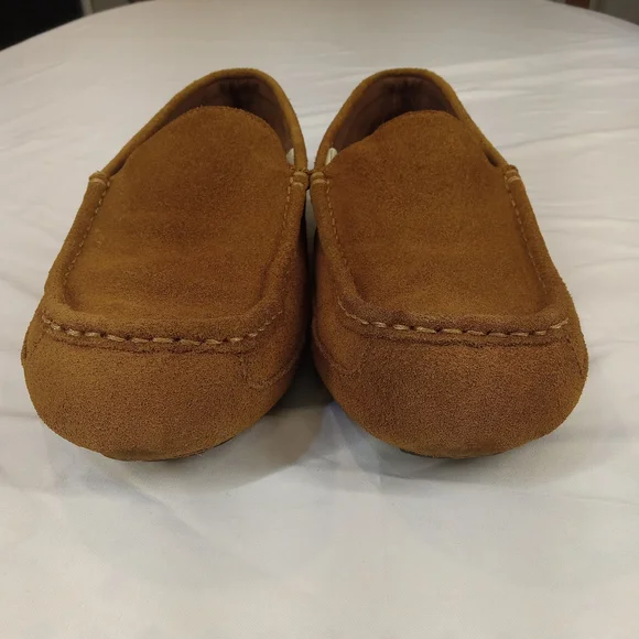 Ugg Alder Slipper Men US 10 Brown Suede Leather Moccasin Slip On Sheepskin Lined - Picture 2 of 11